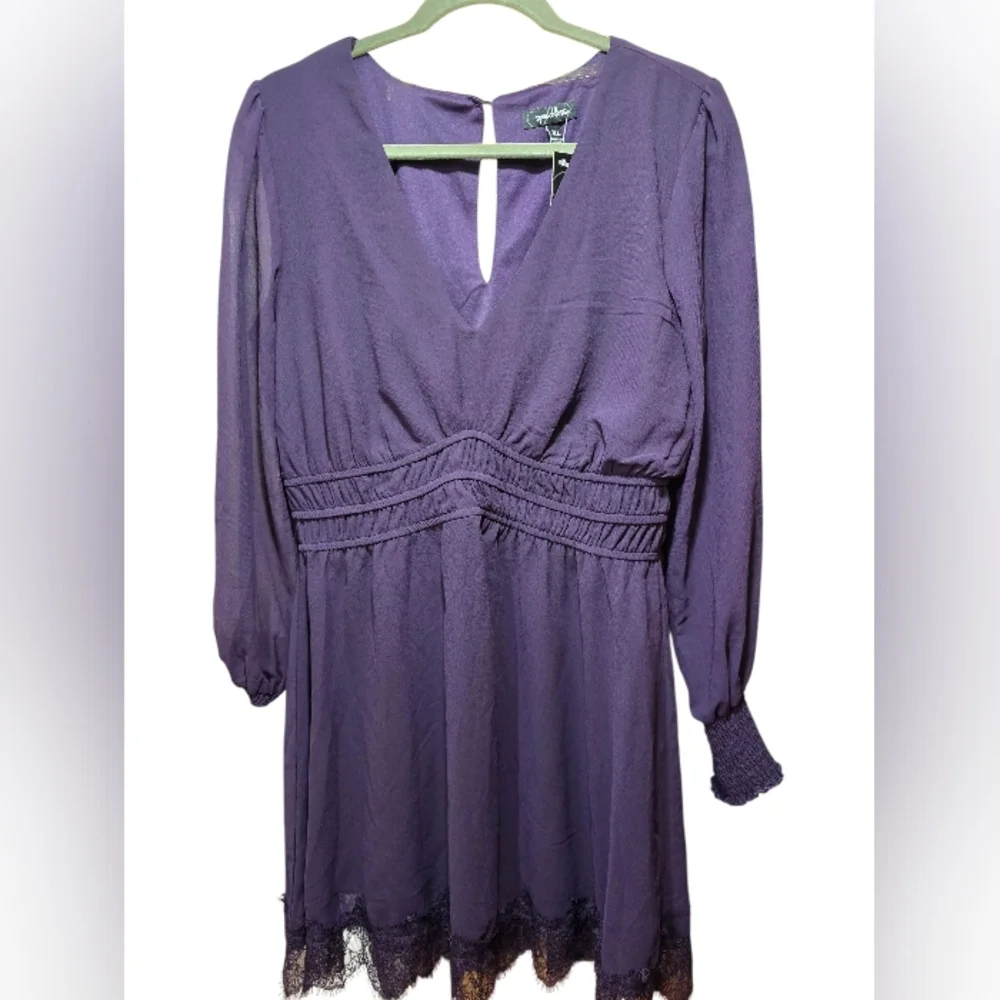 Speechless Deep Purple Long Sleeve Dress - Picture 2 of 7